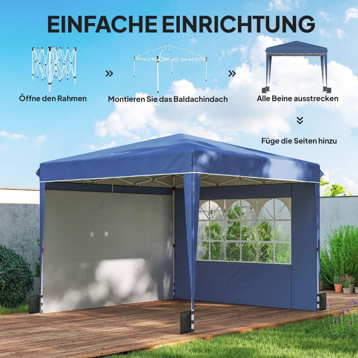 Pavillon 3x3m Pop-up Zelt Faltpavillon Pavillon Überdachung