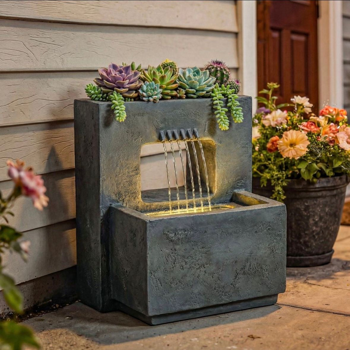 Springbrunnen 2 stufig Gartenbrunnen Brunnen
LED Beleuchtung Pflanz