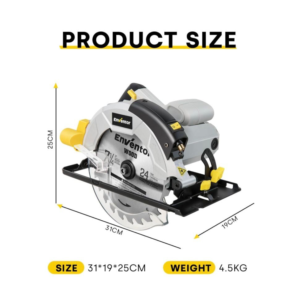 Handkreissäge 1200W Laserführung 185mm 2 Sägeblätter Kreissäge