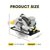 Handkreissäge 1200W Laserführung 185mm 2 Sägeblätter Kreissäge