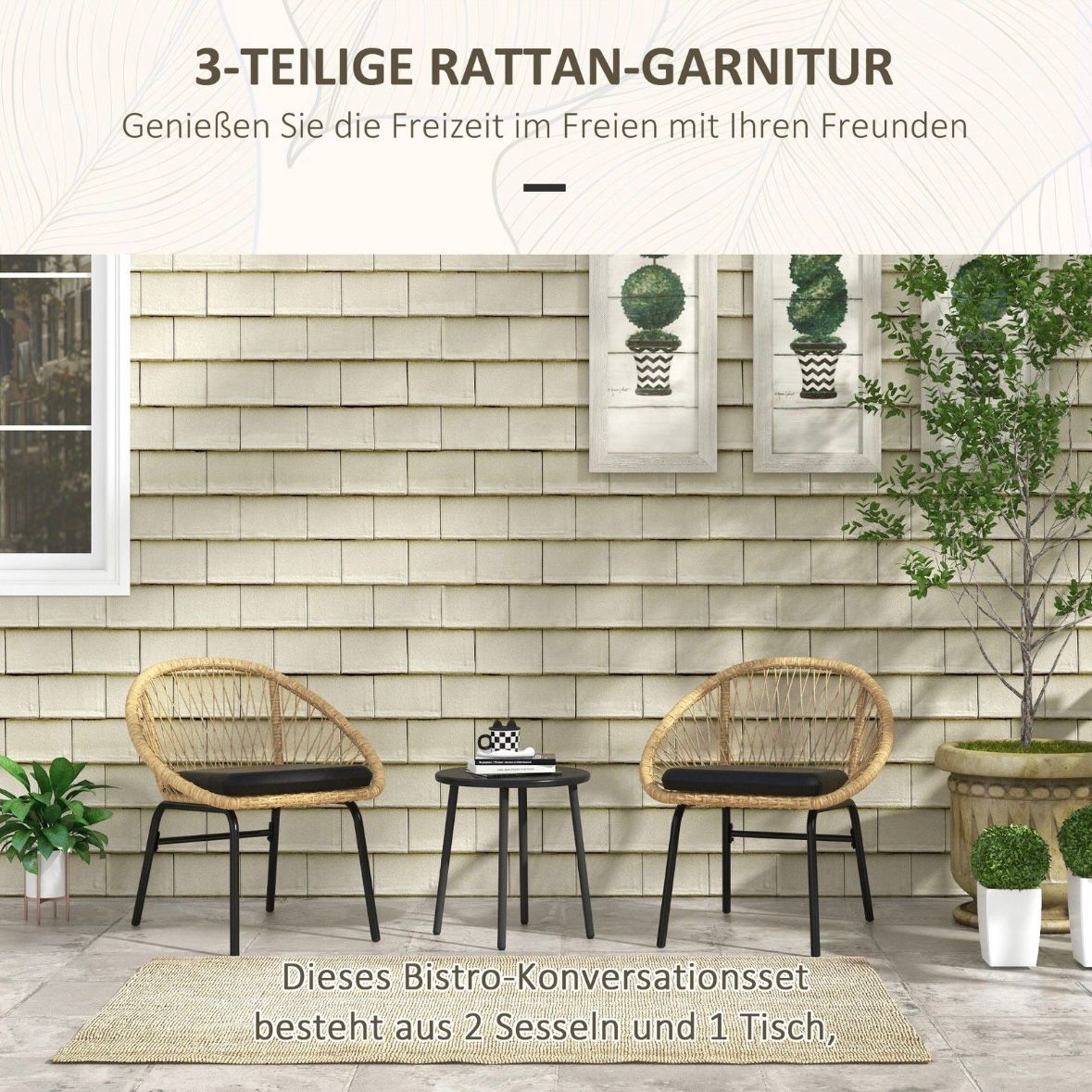 Gartenmöbel-Set 2 Stühlen Tisch