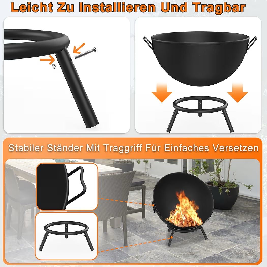 Feuerstelle 58cm Feuerschale Lagerfeuer Grill Feuer Gartengrill