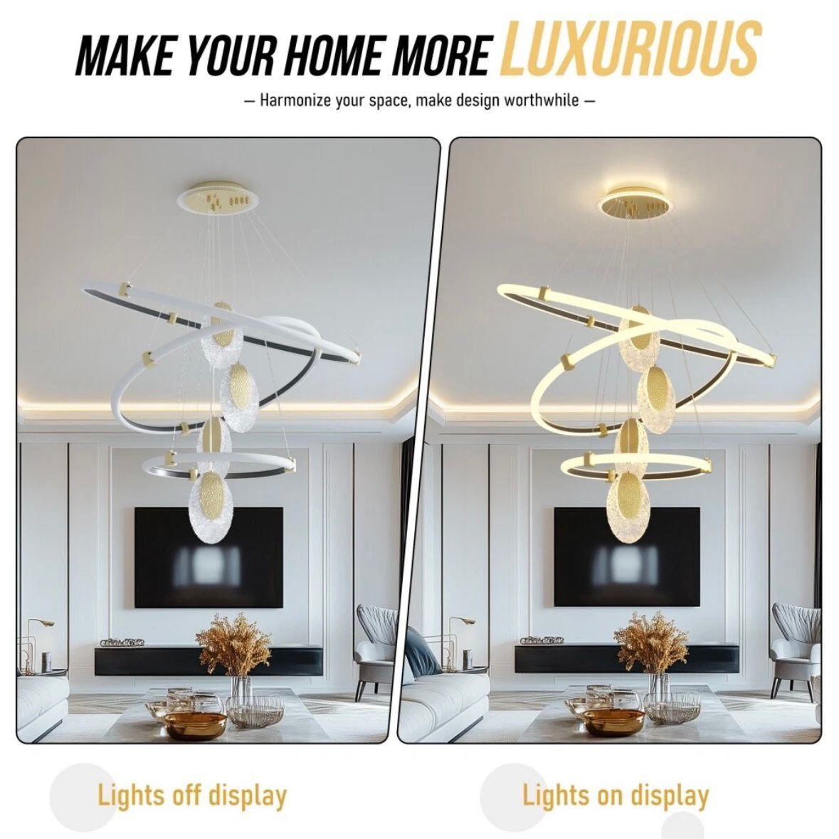 LED Kronleuchter Deckenlampe Hängelampe Ring Pendelleuchte Einstellbar
