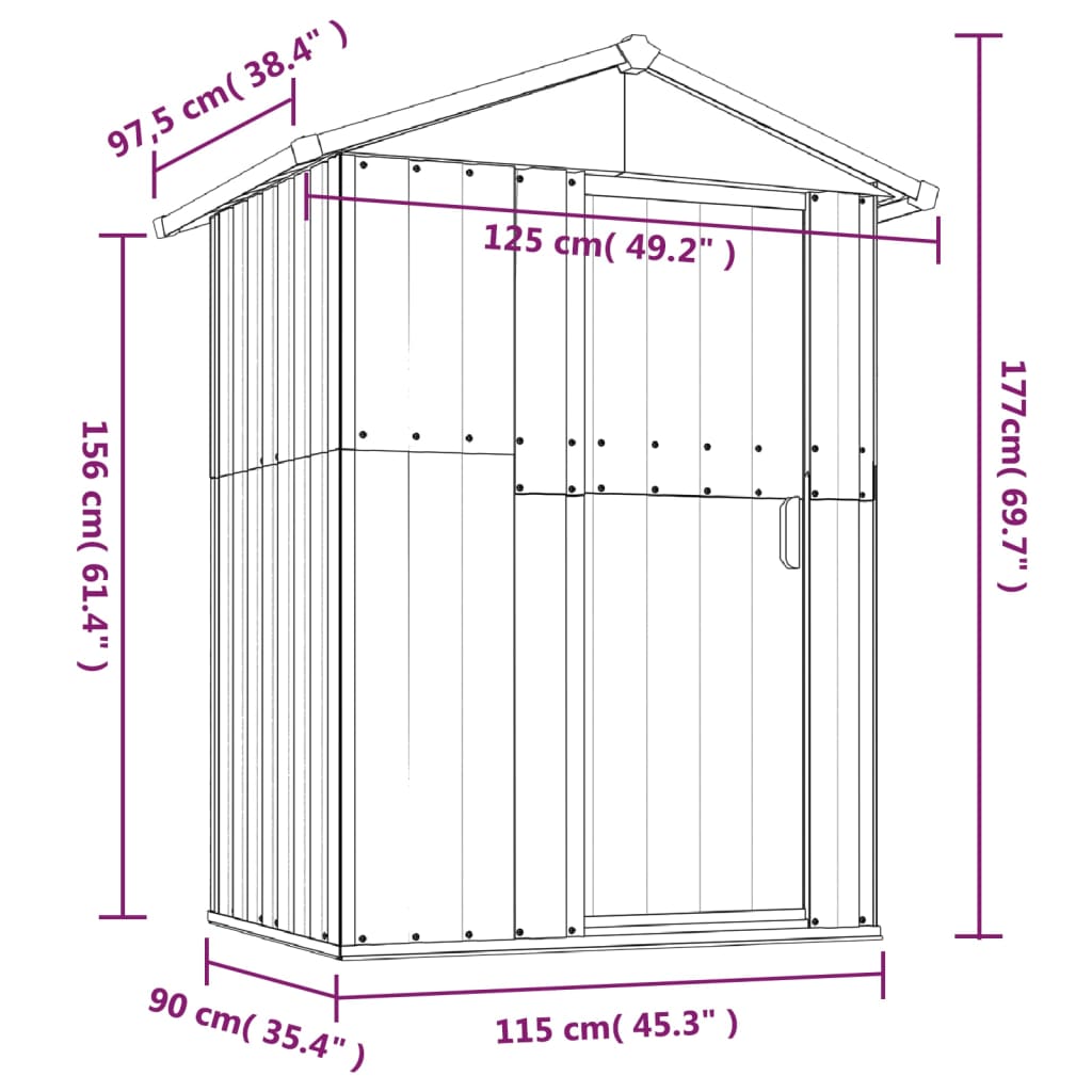 Gartenhaus Verzinkt 126x97,5x177cm Gerätehaus Geräteschuppen Schuppen