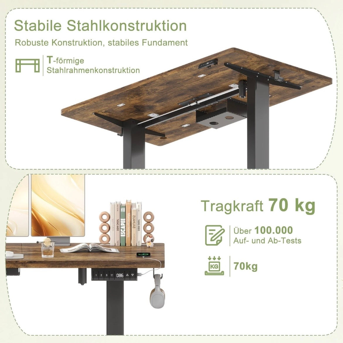 Arbeitstisch Höhenverstellbar Zimmertisch Schreibtisch Tisch