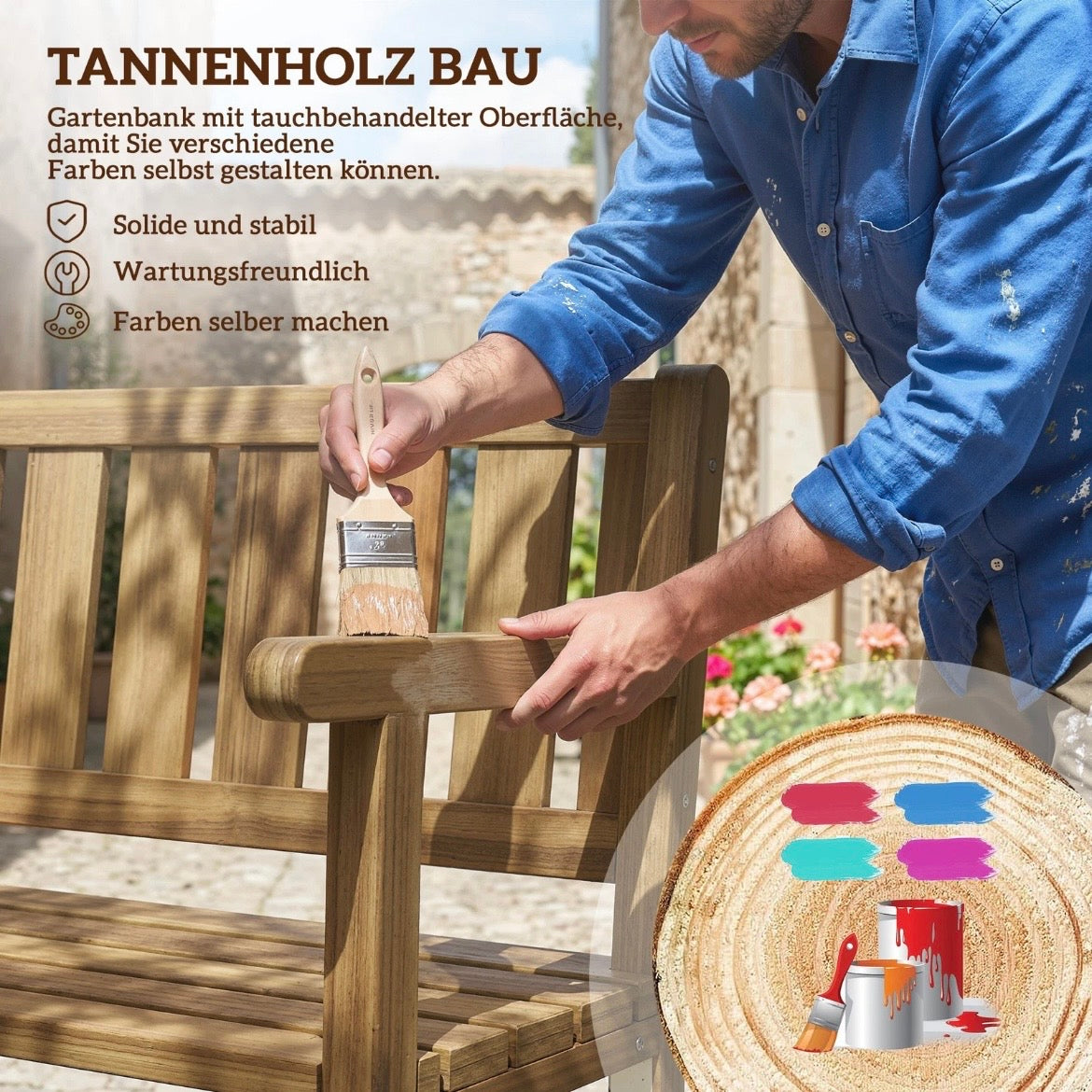 Gartenbank 3-Sitzer Wetterfest Holzbank Rückenlehne Gartenmöbel