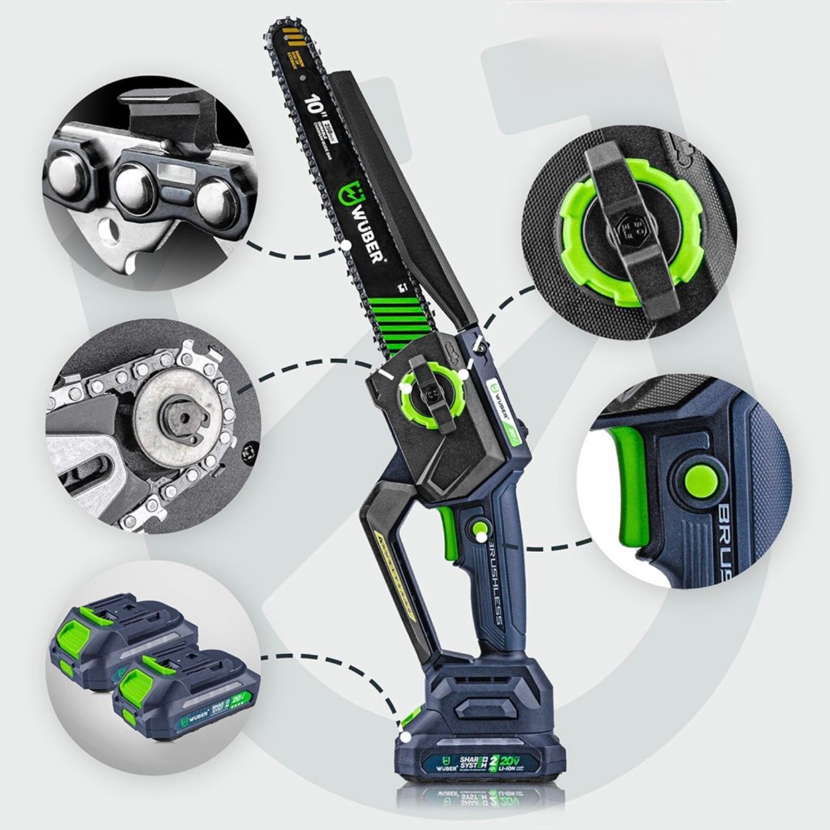 Akku Mini Kettensäge 2x Akku  2x Schwert Motorsäge Säge Handwerk