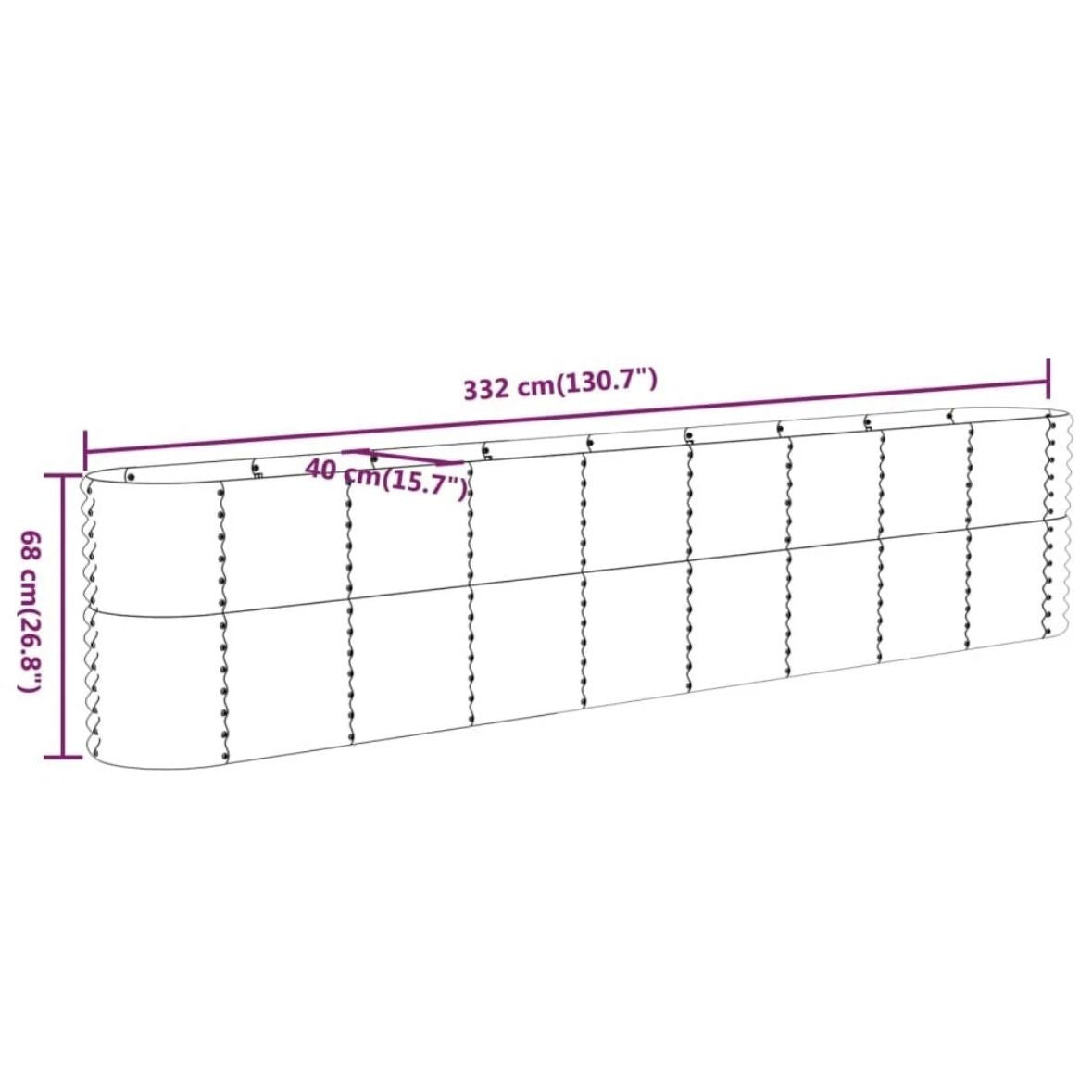 Garten Hochbeet Pflanzenbeet Stahl Garten Beet 332x68cm