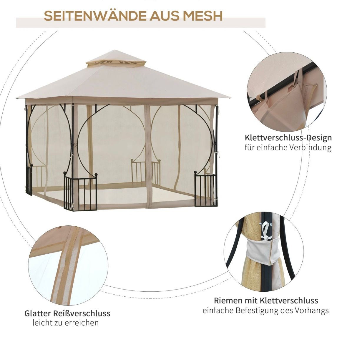 Pavillon Gartenpavillon Partyzelt Festzelt Gartenzelt Doppeldach 3x3m