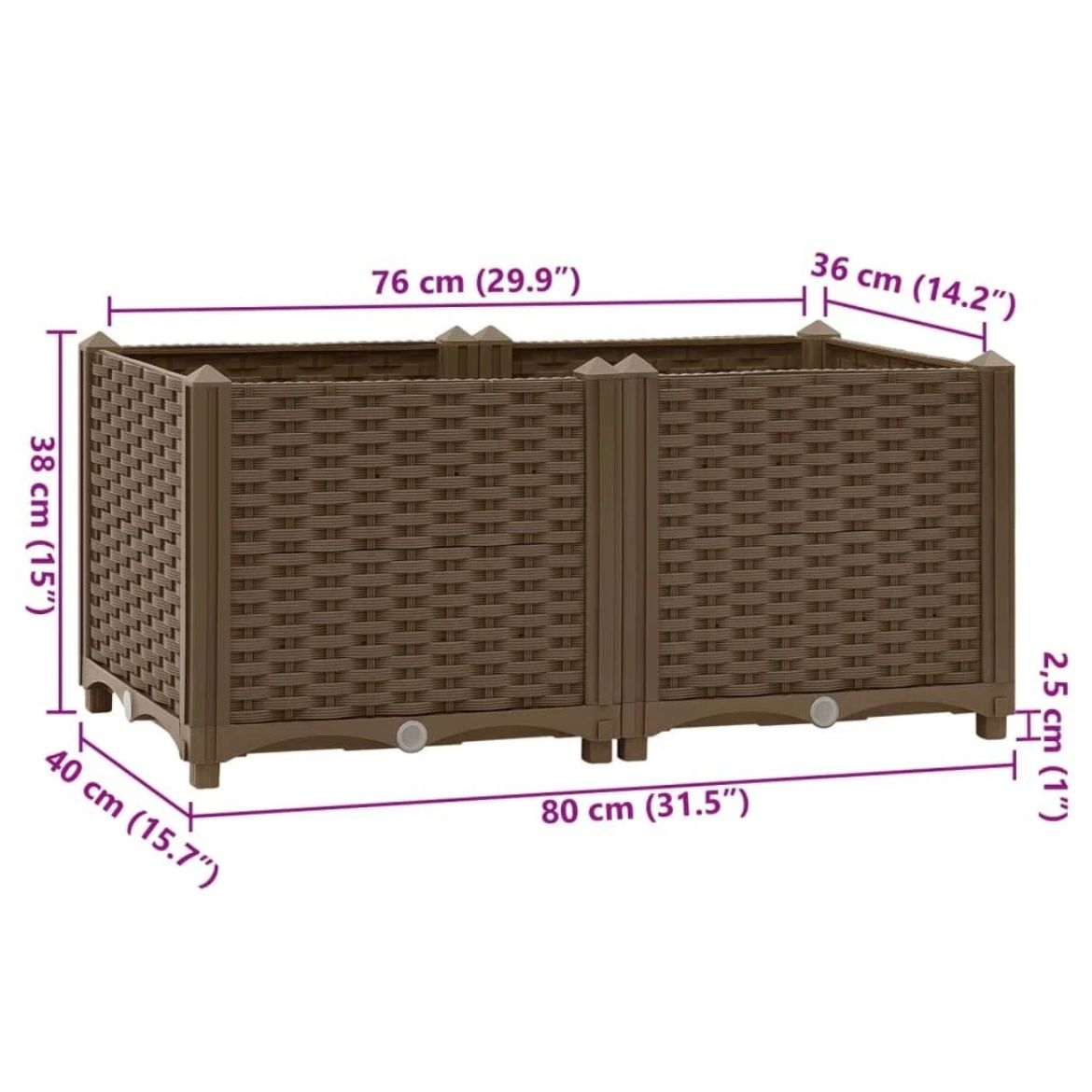 Pflanzkübel Blumenkübel Pflanzcontainer Pflanzgefäße 80x40x38cm