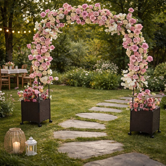 Rosenbogen Blumenkasten Metall Spalier Rollen Rankbogen Torbogen