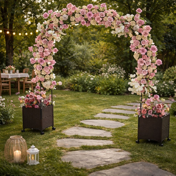 Rosenbogen Blumenkasten Metall Spalier Rollen Rankbogen Torbogen