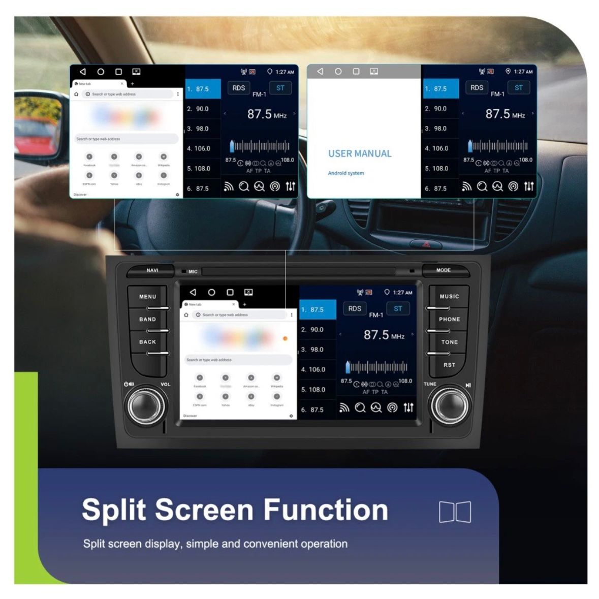 Autoradio für AUDI A6 C5 1997-2004 Android 15 GPS WIFI 4G+64G RDS