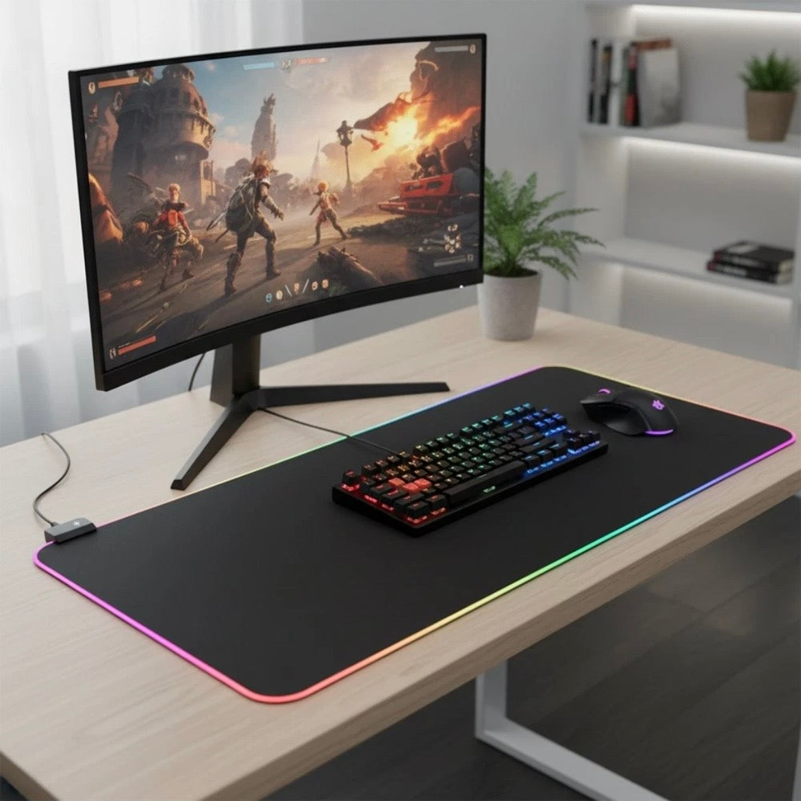 Gaming Mauspad Mousepad LED RGB Matte Pad PC Computer