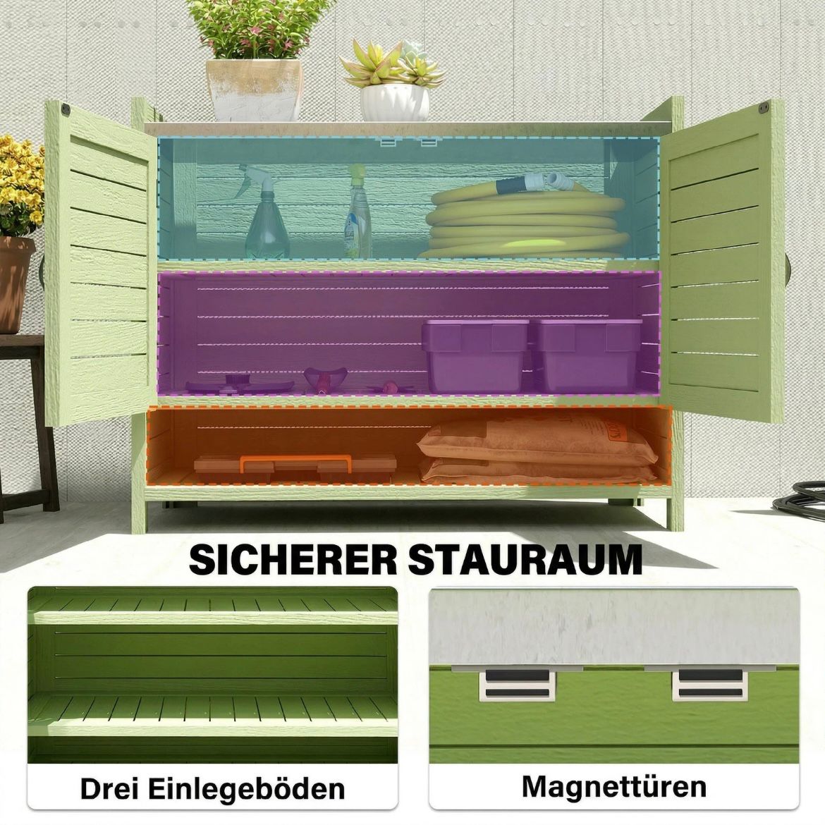 Pflanztisch Unterschrank Gartenschrank Arbeitsplatte Terrassenschrank