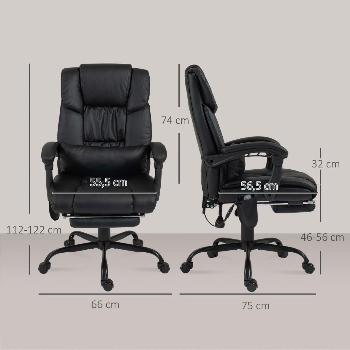 Vinsetto Bürostuhl Ergonomisch Massagefunktion Fußstütze Sessel