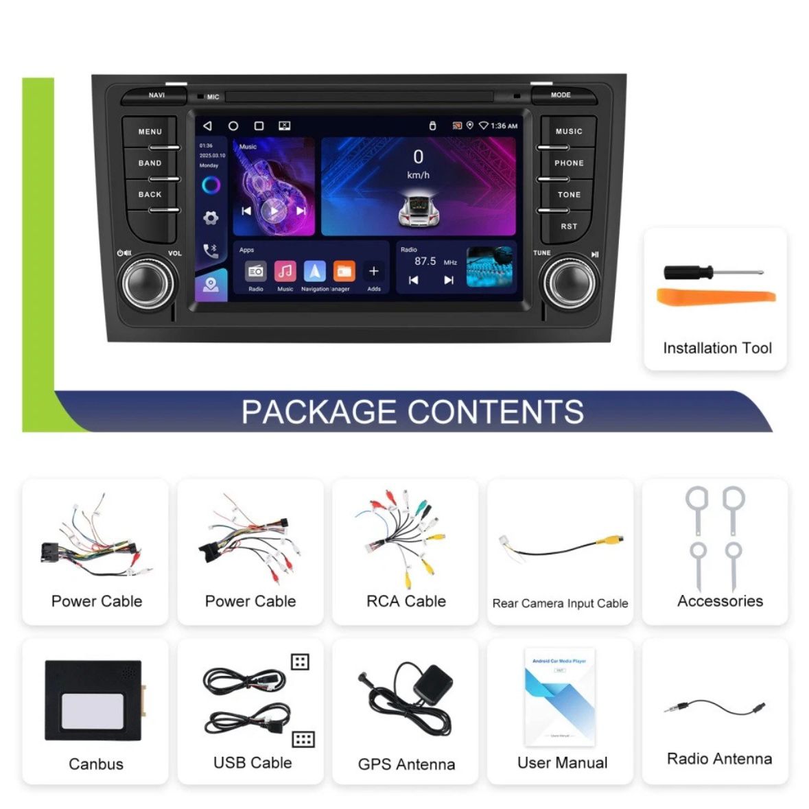 Autoradio für AUDI A6 C5 1997-2004 Android 15 GPS WIFI 4G+64G RDS