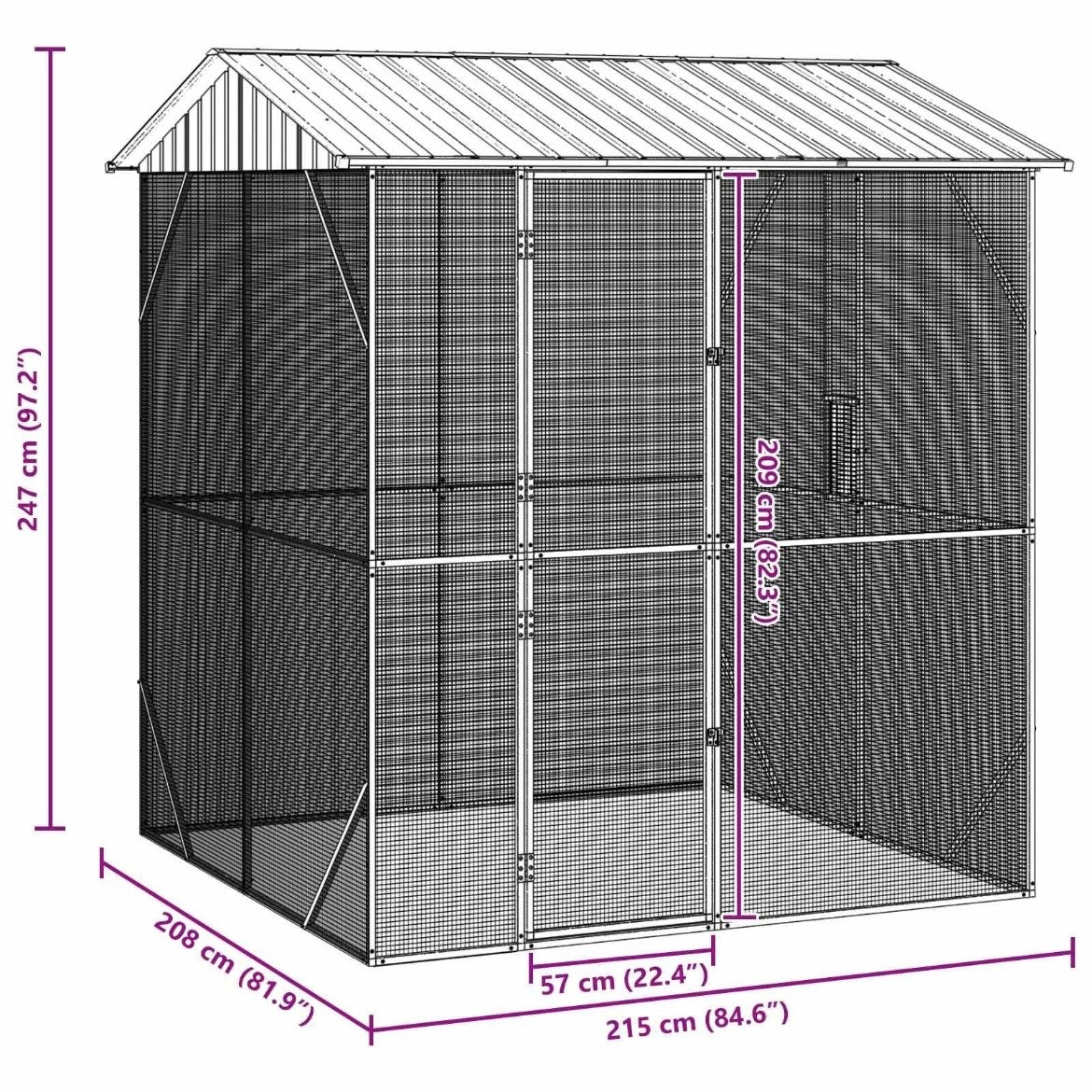 XXL Voliere Vogelkäfig Vogelvoliere Stahl Vogelhaus 215x247cm