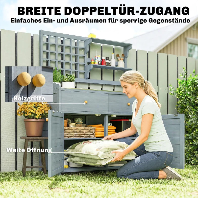 Pflanztisch Unterschrank Gartenschrank Arbeitsplatte 2 Schubladen