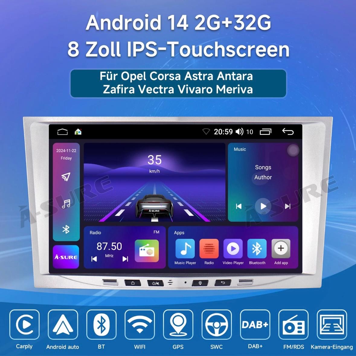Android14 Apple Carplay Autoradio Für Opel Astra H Vectra Corsa C D Zafira B SWC