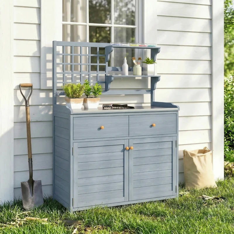Pflanztisch Unterschrank Gartenschrank Arbeitsplatte 2 Schubladen