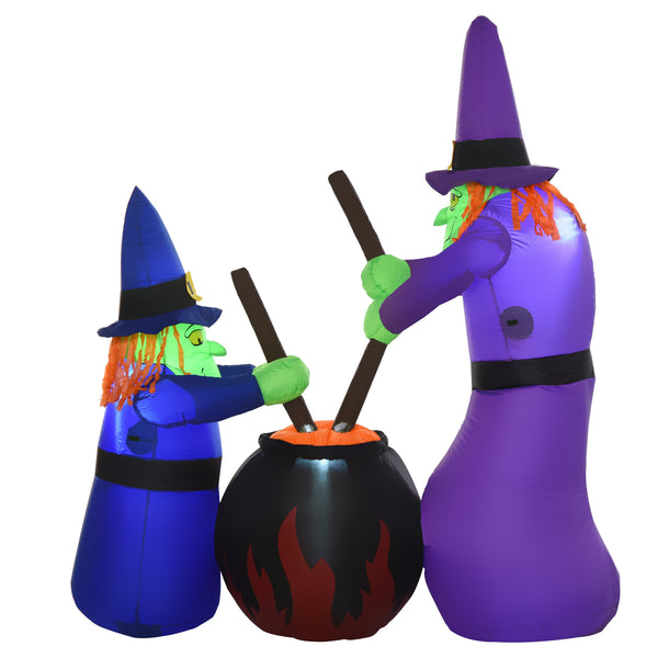 Halloween Aufblasbare Hexe Hexenkessel LED Beleuchtung Deko Figur