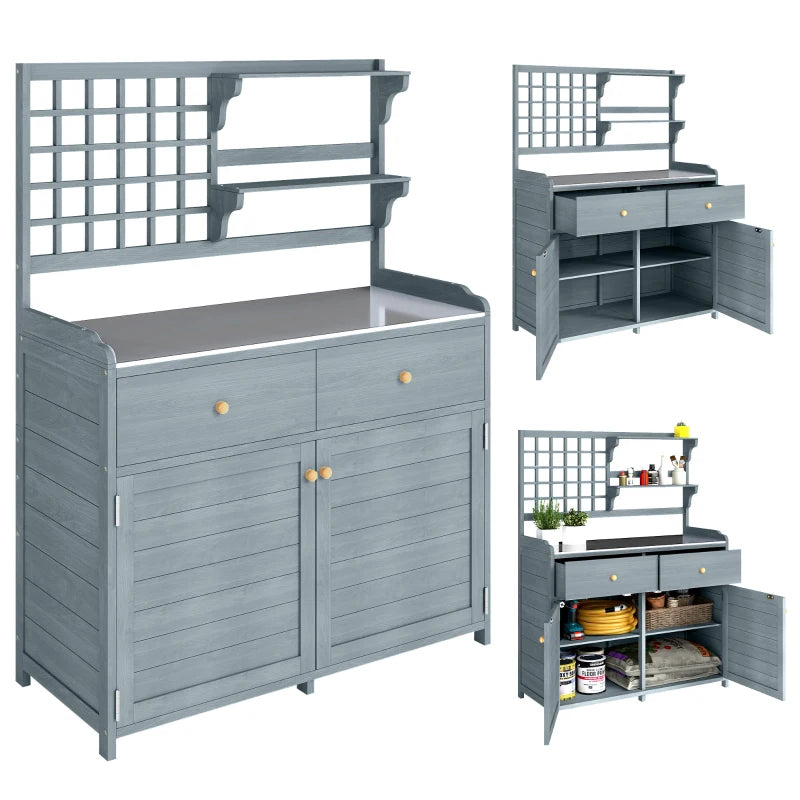 Pflanztisch Unterschrank Gartenschrank Arbeitsplatte 2 Schubladen
