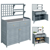 Pflanztisch Unterschrank Gartenschrank Arbeitsplatte 2 Schubladen