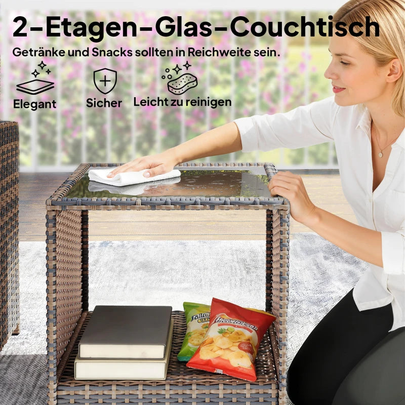 Gartenmöbelset Sitzgruppe 2er Sofa 2 Sessel Beistelltisch