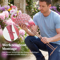 2x Flamingo Gartenstatuen Set Garten Metallvögel Dekoration