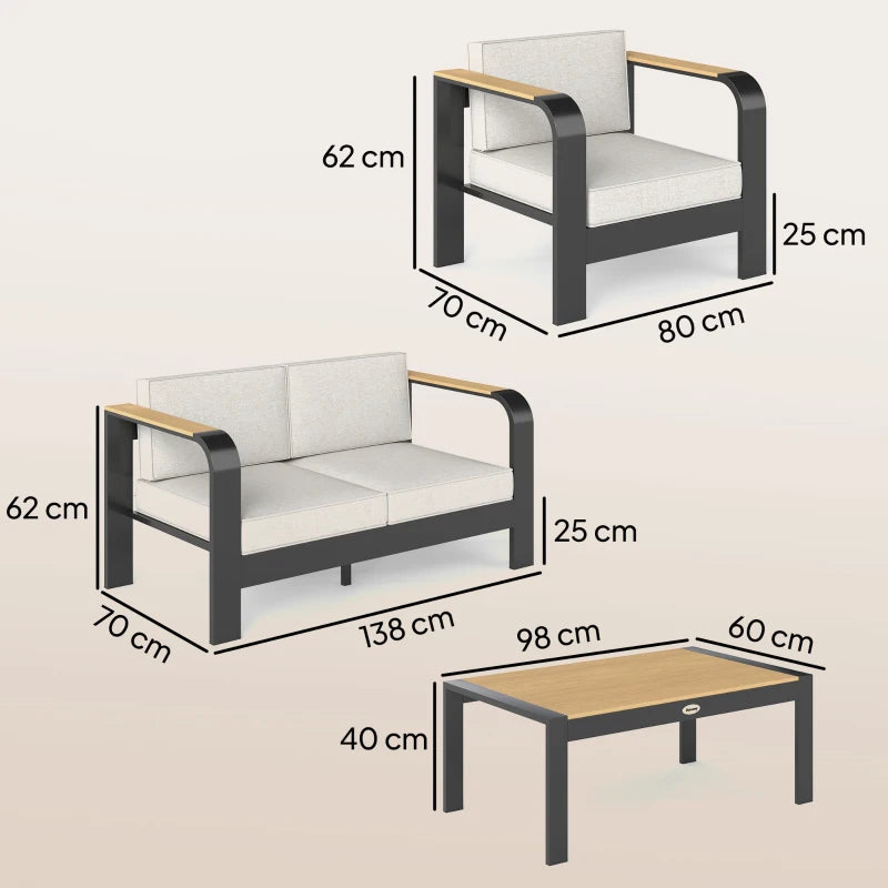 Gartenmöbelset Sitzgruppe 2er Sofa 2 Sessel Beistelltisch