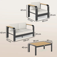 Gartenmöbelset Sitzgruppe 2er Sofa 2 Sessel Beistelltisch