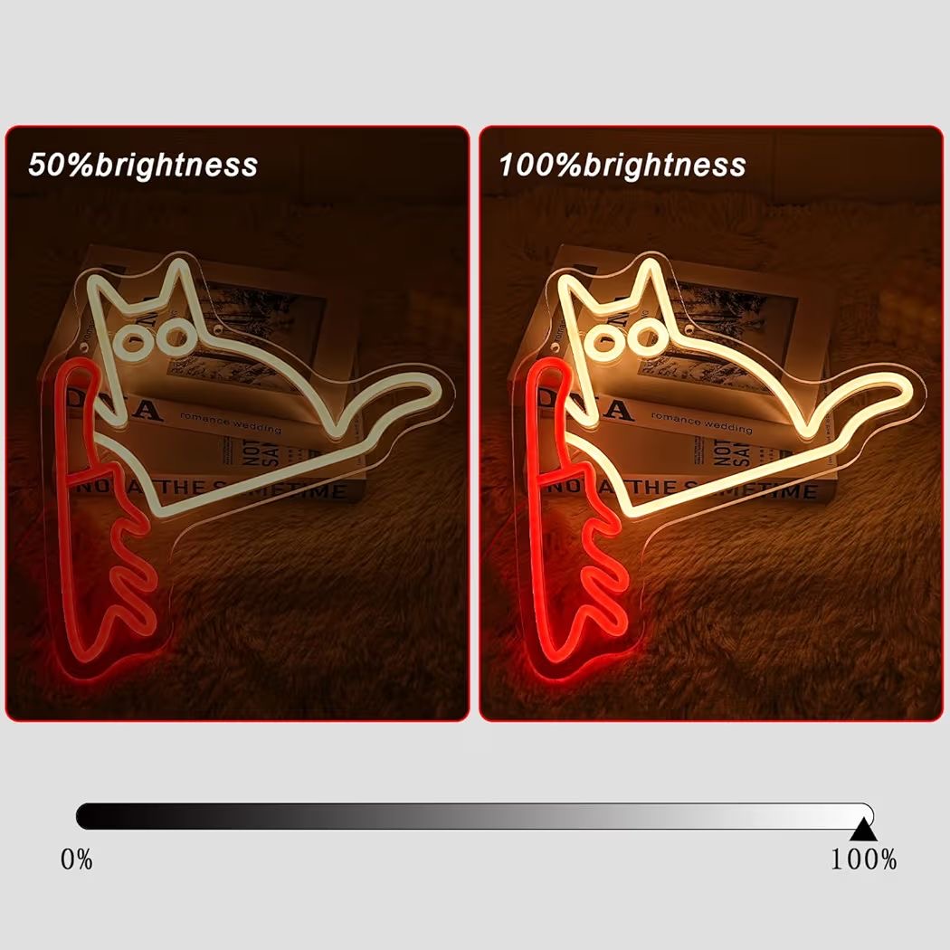 LED Neon Schild Lustige Katze Neonlicht USB Zimmer