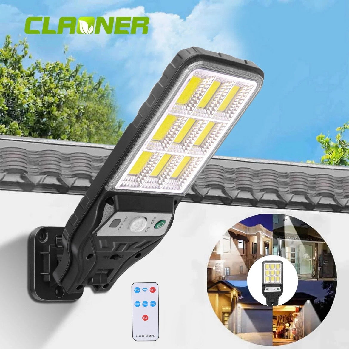 4x COB Solarleuchte Bewegungsmelder Solarlampe Strahler Licht Fluter
