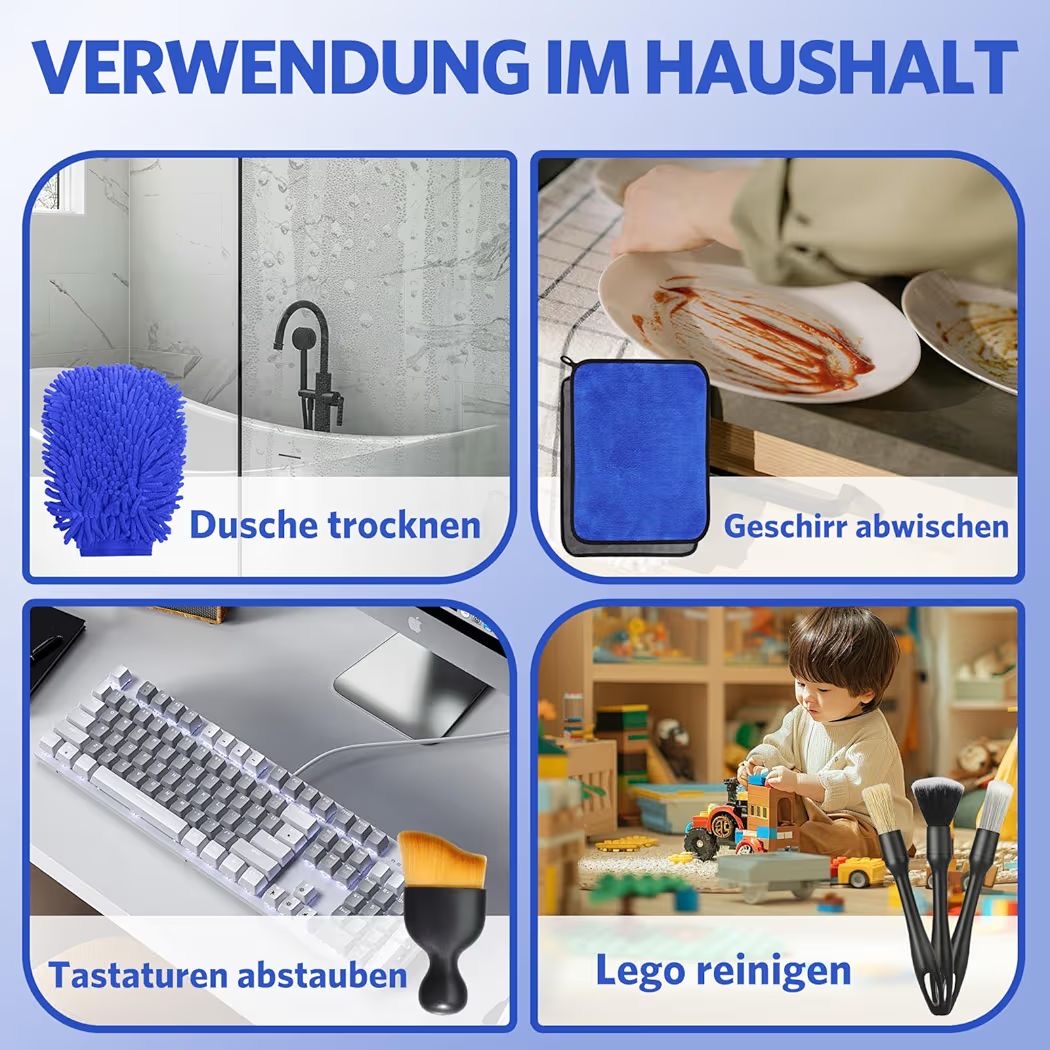 10tlg Autopflege Set Pflege Waschset Auto Reinigung Mikrofaser