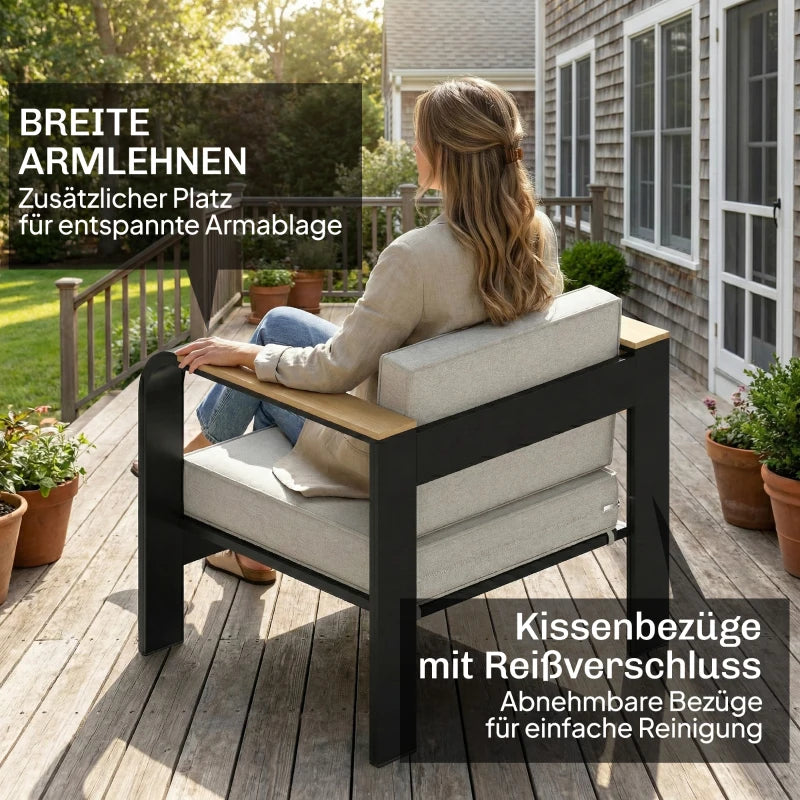 Gartenmöbelset Sitzgruppe 2er Sofa 2 Sessel Beistelltisch