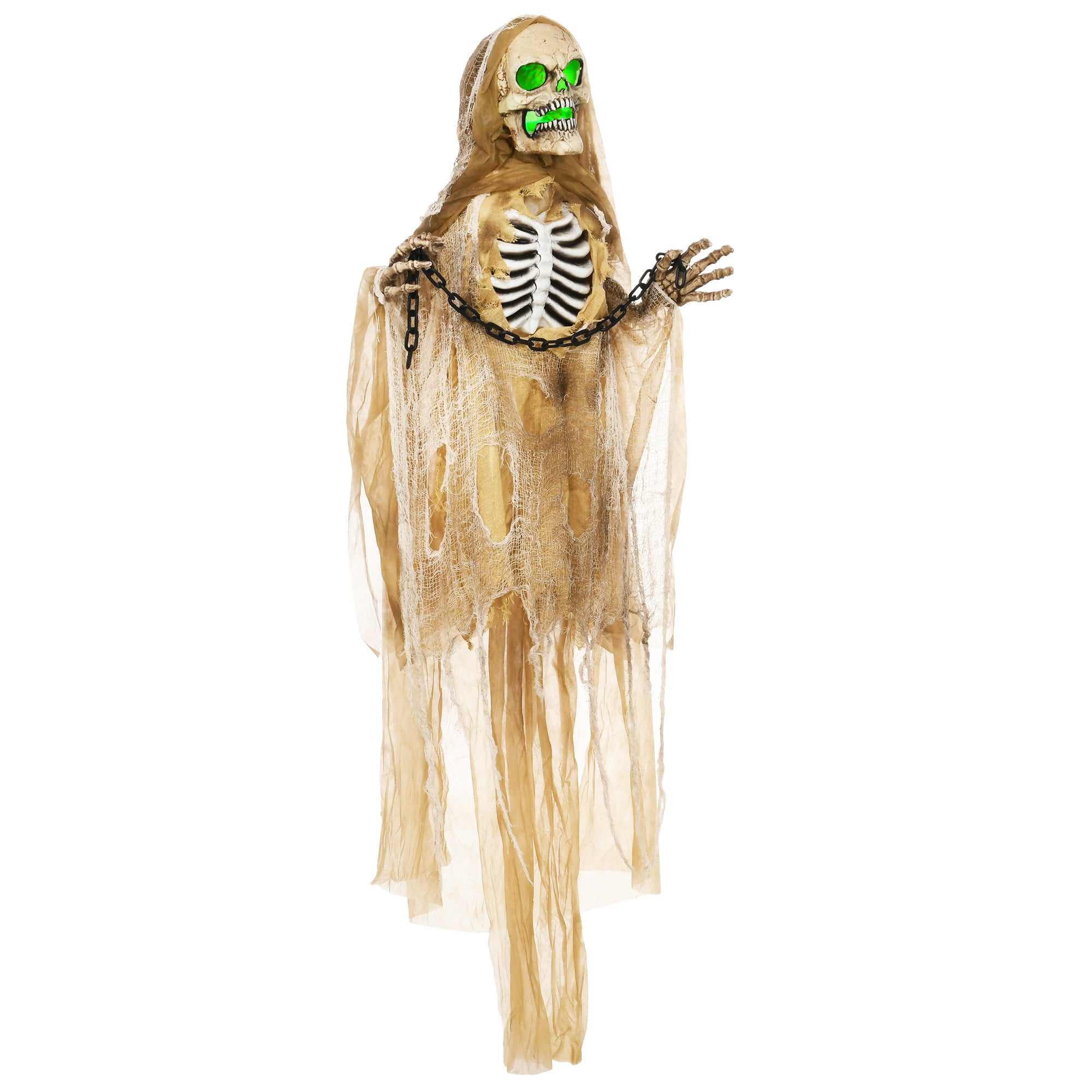 Halloween Dekoration Skelett Hängend Leuchtender Kopf Soundeffekt 90cm