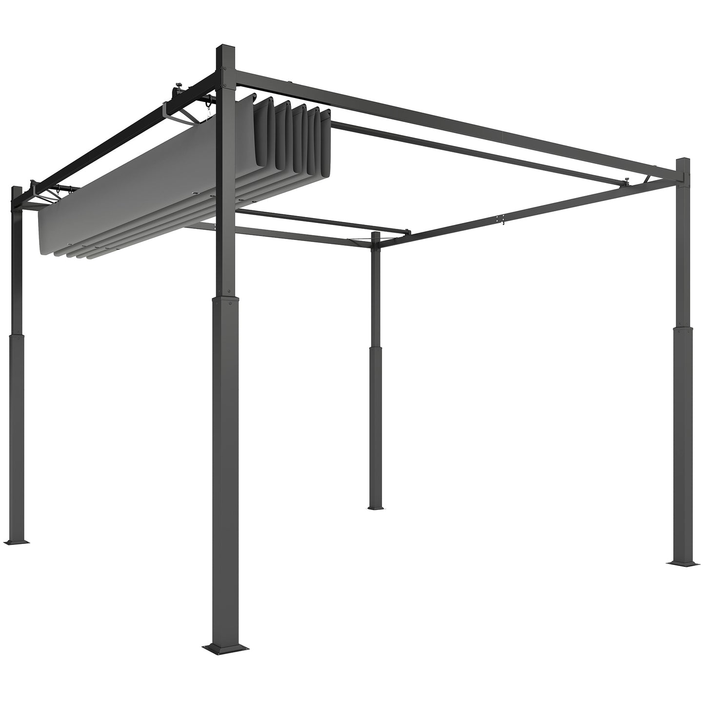 Pergola 3x3 m Freistehend Terrassenüberdachung Schiebedach UV-beständig