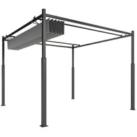 Pergola 3x3 m Freistehend Terrassenüberdachung Schiebedach UV-beständig