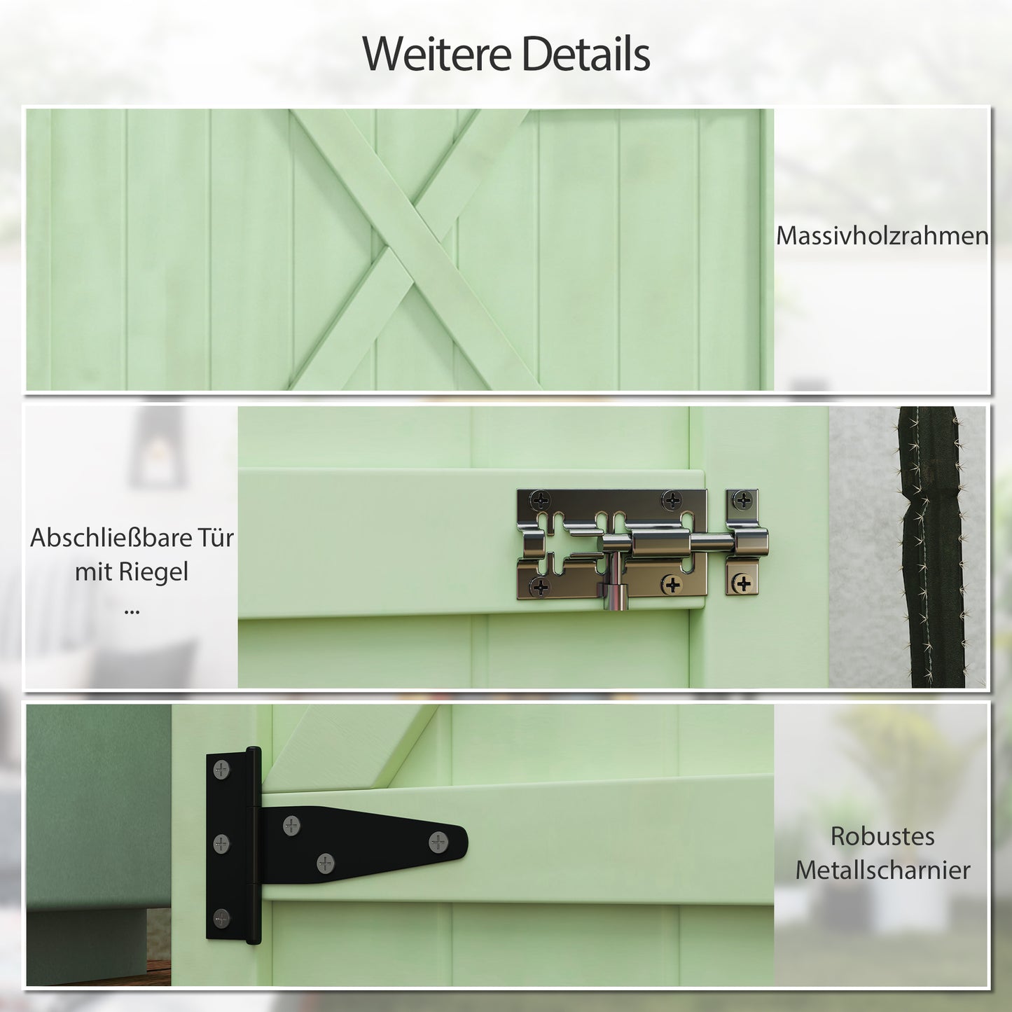 Gartenschrank Holz Abschließbar Geräteschuppen Pultdach 75x56x115cm