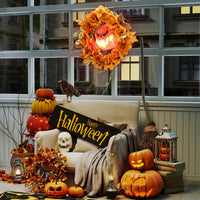 Halloween Kranz Kürbis  Lichteffekte Türdeko Dekoration