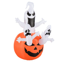 Halloween Aufblasbarer Kürbis Geist Gespenst Deko Figur LED 120x120x180cm