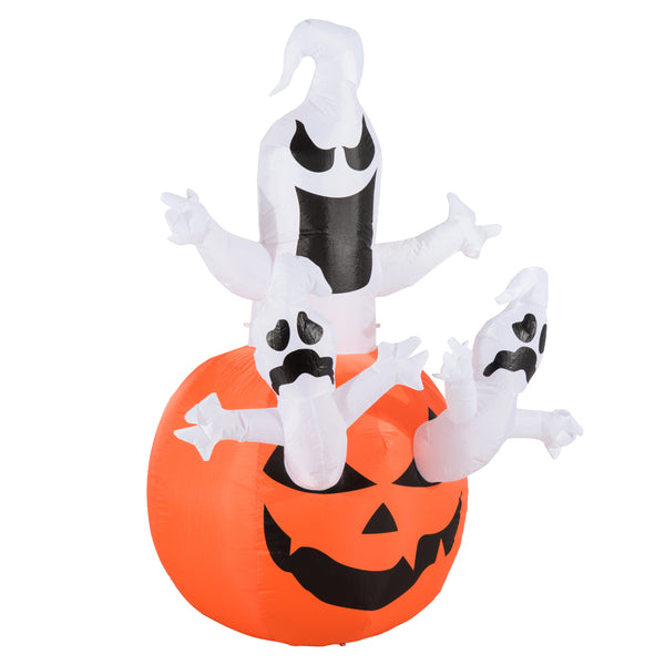 Halloween Aufblasbarer Kürbis Geist Gespenst Deko Figur LED 120x120x180cm