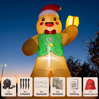 Aufblasbarer Weihnachts-Lebkuchenmann 250cm LED Beleuchtung