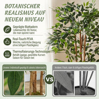 Künstlicher Banyanbaum 180cm Kunstpflanze Massivholzstamm Topf
