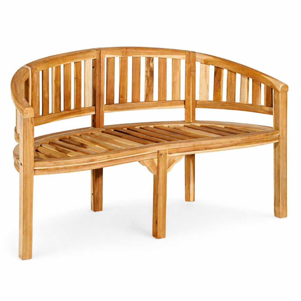 Teak Bananenbank 2 Sitzer Gartenbank Holz