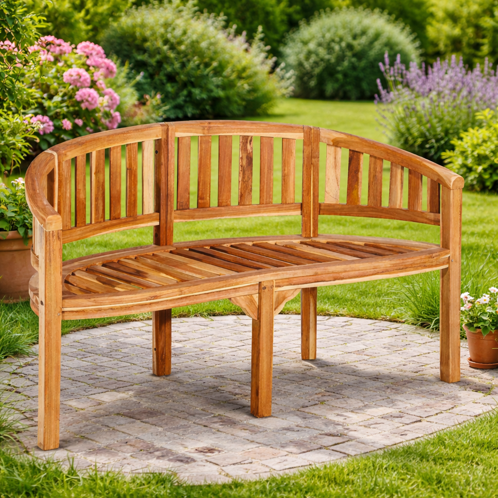 Teak Bananenbank 2 Sitzer Gartenbank Holz