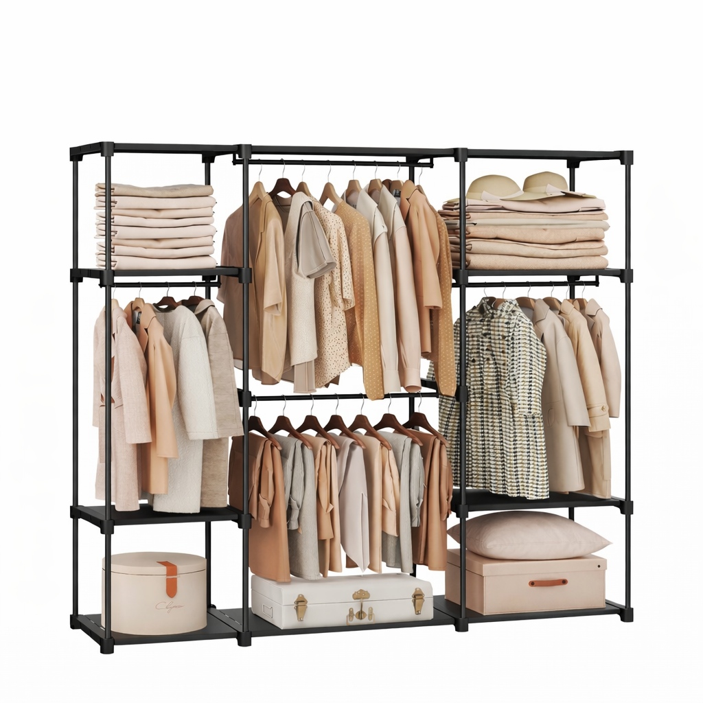 Kleiderschrank/Kleiderständer mit 4 Fächern platzsparend & modern