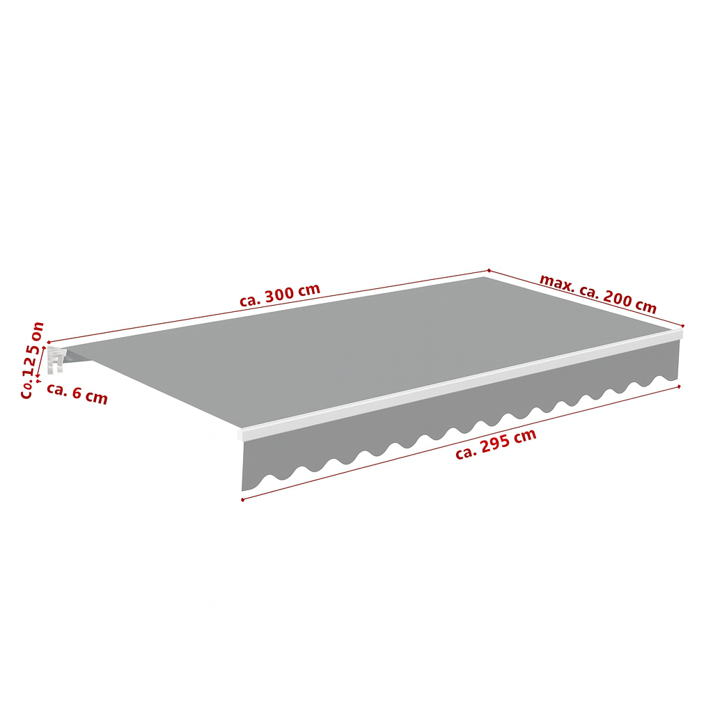 Gelenkmarkise 2,95×2,0m mit Handkurbel & UV-Schutz