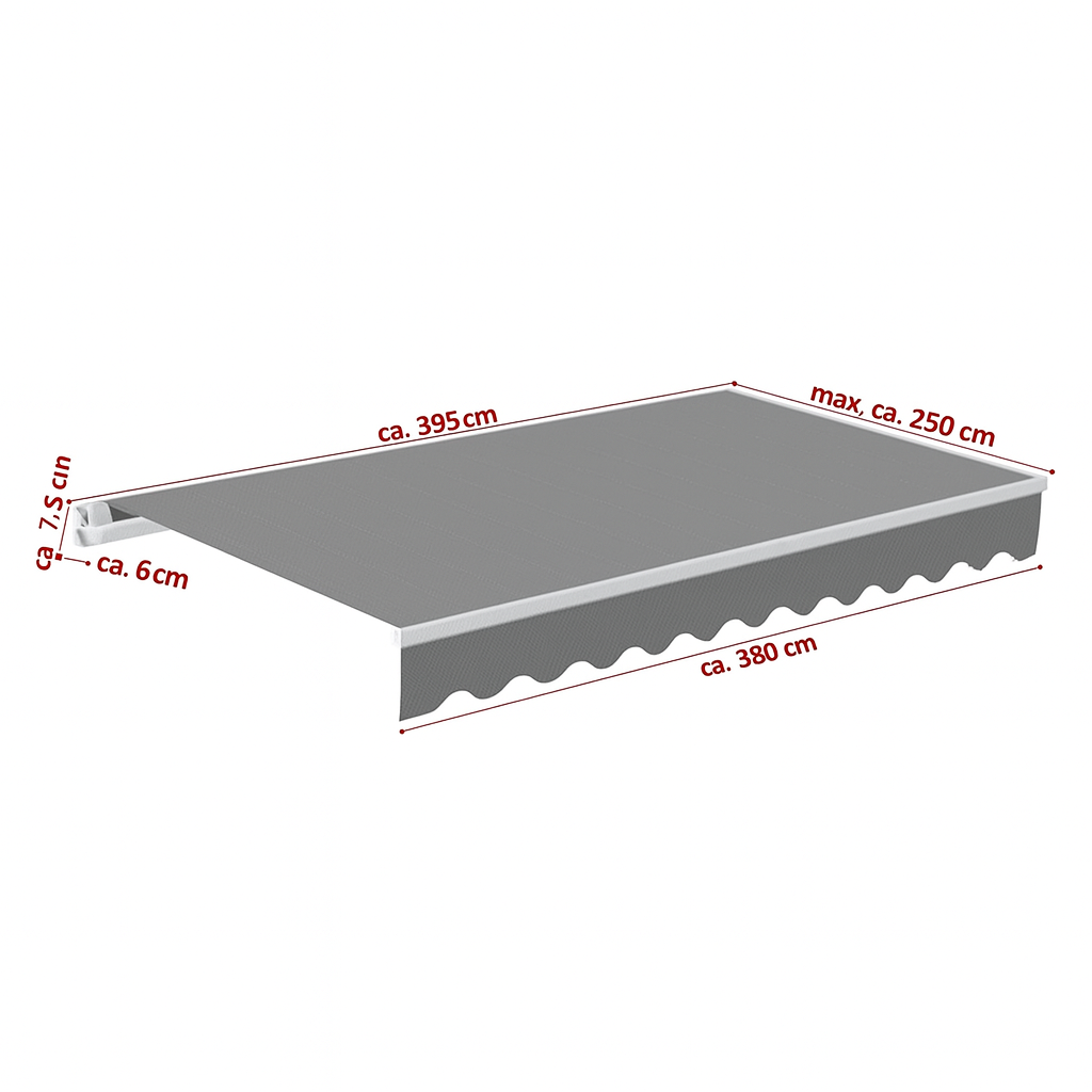 Gelenkarmmarkise 3,95×2,5m mit Handkurbel & UV-Schutz